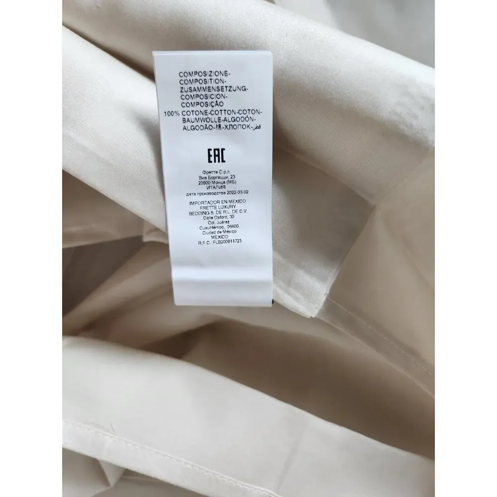 New Frette 2 PC Set Pave Embroidery Cotton King Sham Beige Green #03